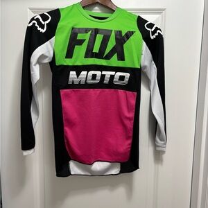 Fox Green and Pink Moto 180 Racing gear Jersey Athletic Performance